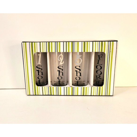 Funny Shot Glasses Set of Four, 1 Shot, 2 Shot, 3 Shot, Floor NIB - Picture 4 of 6